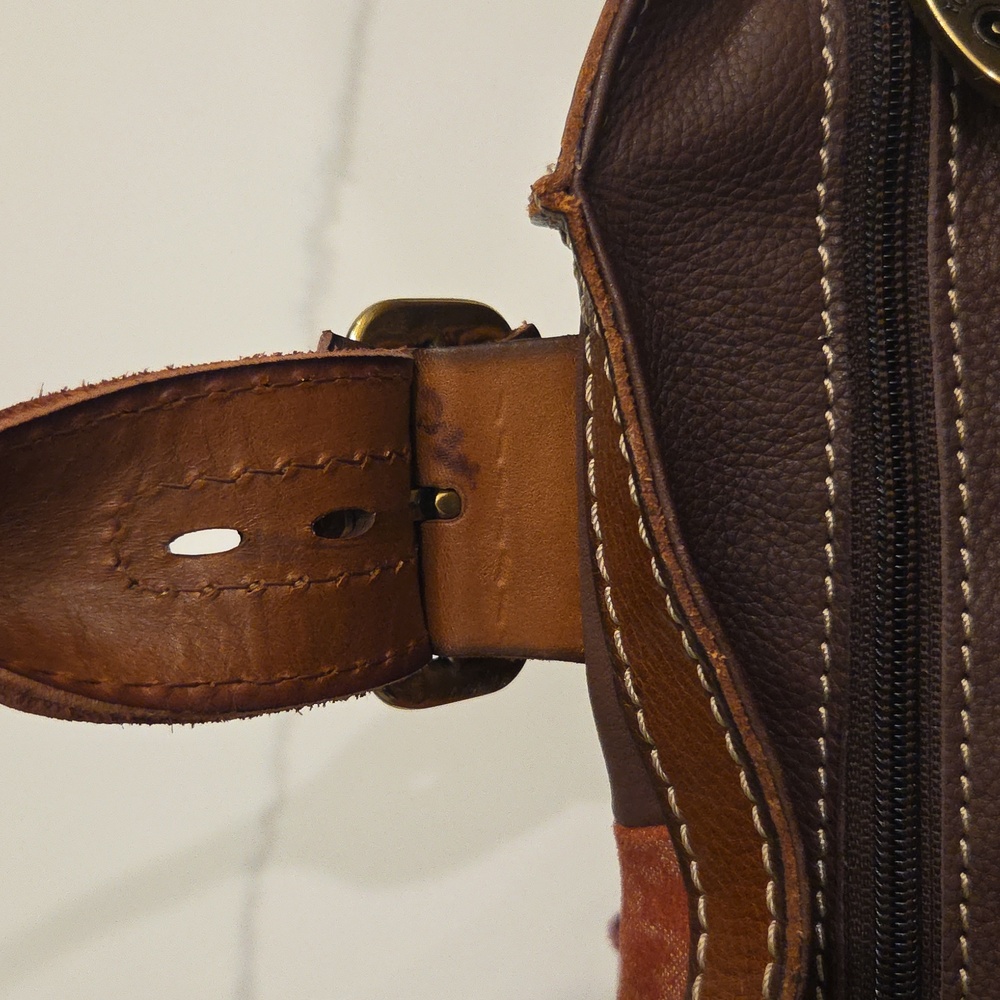 Vintage Fossil Patchwork Leather Shoulder Bag in Warm Tones - Picture 15 of 15